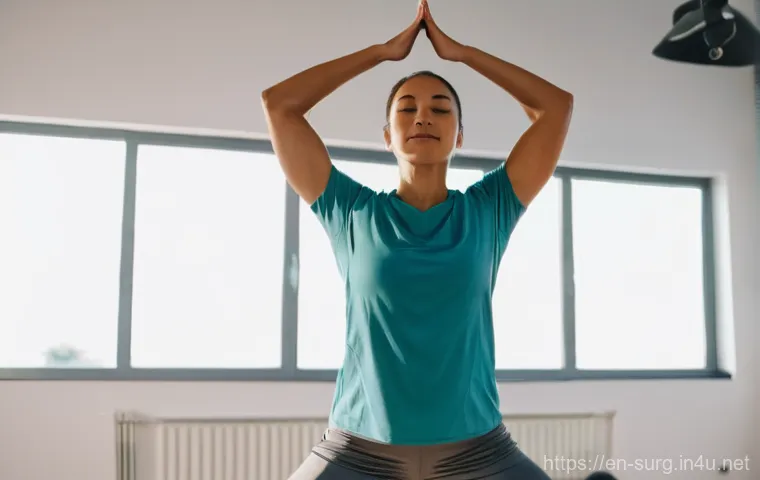 탈장 치료 후 운동법 - **Prompt:** A diverse person (gender-neutral, 30s-40s) in comfortable, athletic shorts and a support...