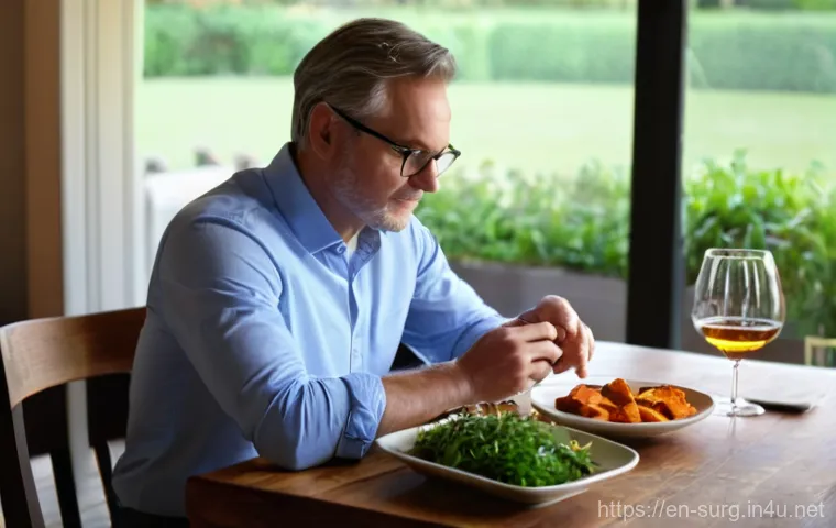 담낭 제거 후 식단 - **Prompt:** A serene adult woman in her 40s, dressed in comfortable, modest loungewear, is seated by...