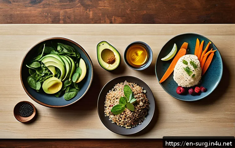 담석증 제거 후 식단 - A bright, cozy kitchen scene featuring a diverse selection of fresh digestive-friendly foods laid ou...