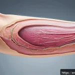 외과 흉터 관리 방법 - A close-up, realistic medical illustration of a person’s forearm showing a healing surgical scar in ...