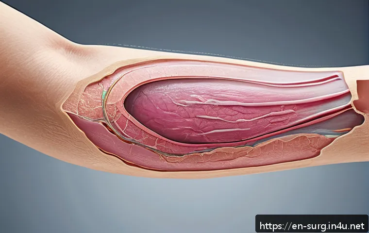 외과 흉터 관리 방법 - A close-up, realistic medical illustration of a person’s forearm showing a healing surgical scar in ...