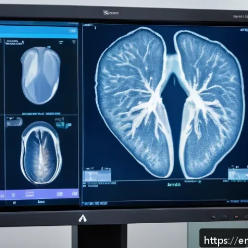 갑상선 결절 치료 - A high-resolution ultrasound machine screen displaying a detailed thyroid gland image with visible m...