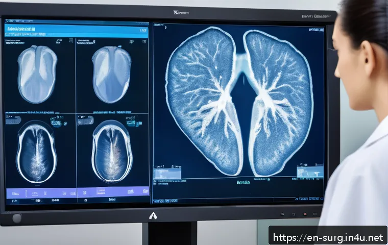 갑상선 결절 치료 - A high-resolution ultrasound machine screen displaying a detailed thyroid gland image with visible m...