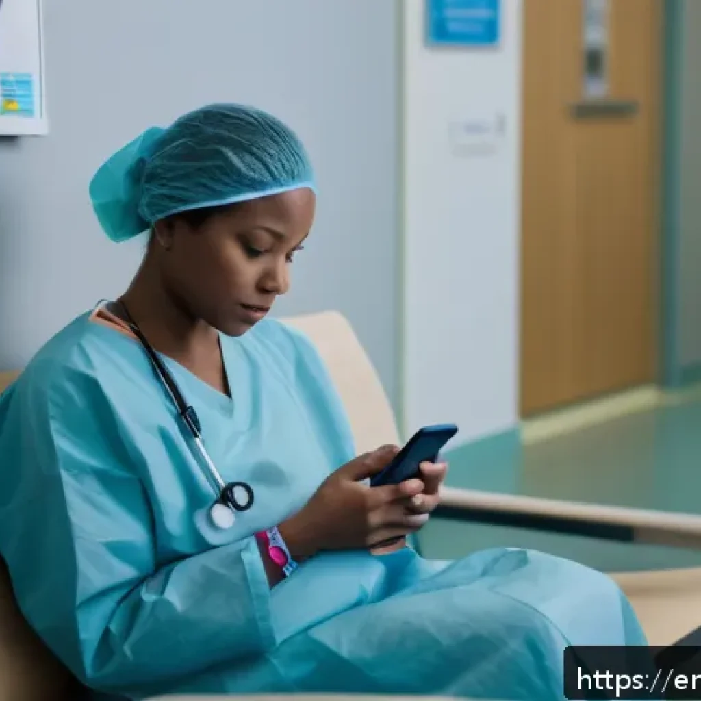 외과 시술 후기 모음 - A calm, softly lit hospital waiting room scene showing a diverse adult patient sitting quietly with ...