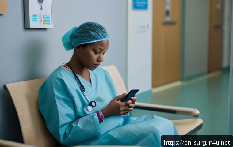 외과 시술 후기 모음 - A calm, softly lit hospital waiting room scene showing a diverse adult patient sitting quietly with ...